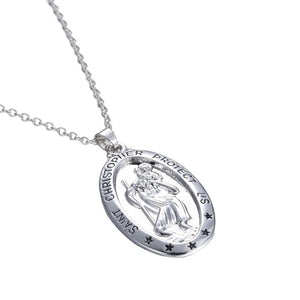 St. Christopher Oval Pendant Necklace Women's Jewelry