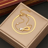 Adjustable Stainless Steel Crystal Snake Link Bracelets for Women