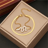 Adjustable Stainless Steel Crystal Snake Link Bracelets for Women
