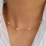 18K Plated Stainless Steel Pearl Necklace for Women