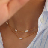 18K Plated Stainless Steel Pearl Necklace for Women