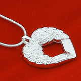 Angel Wings Heart Pendant Necklace Silver Jewelry Gift