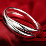 925 Silver Heart Open Bracelet Women Cuff Bangle