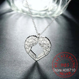 Angel Wings Heart Pendant Necklace 925 Sterling Silver Women