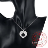 Angel Wings Heart Pendant Necklace 925 Sterling Silver Women