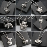 Titanium Lucky Cat Pig Sweater Necklace Female Antique Silver Long Necklace