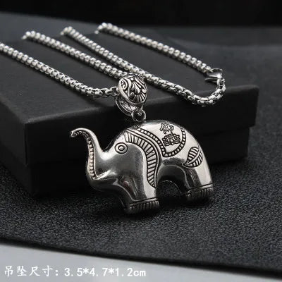 Titanium Lucky Cat Pig Sweater Necklace Female Antique Silver Long Necklace