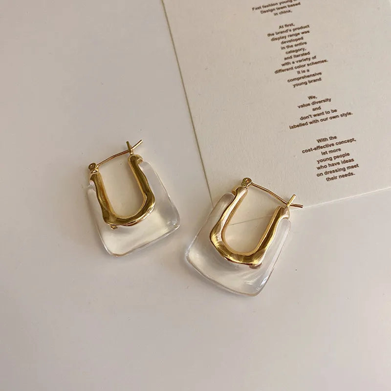 Resin Drop Earrings for Women Geometric Metal Acrylic Party Jewelry