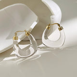 Transparent Resin Hoop Earrings Geometric Flower Acrylic Thick Ear Hoops