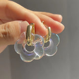 Transparent Resin Hoop Earrings Geometric Flower Acrylic Thick Ear Hoops