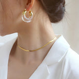 Transparent Resin Hoop Earrings Geometric Flower Acrylic Thick Ear Hoops