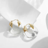 Transparent Resin Hoop Earrings Geometric Flower Acrylic Thick Ear Hoops