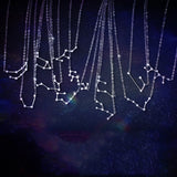 Zodiac Sign Necklace 925 Sterling Silver Crystal Pendant Women Wedding Jewelry