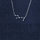 Zodiac Sign Necklace 925 Sterling Silver Crystal Pendant Women Wedding Jewelry