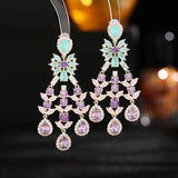 925 Silver Earrings CZ Stone Long Drop Wedding Jewelry