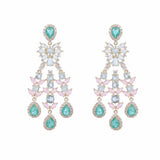 925 Silver Earrings CZ Stone Long Drop Wedding Jewelry