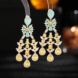 925 Silver Earrings CZ Stone Long Drop Wedding Jewelry