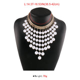 Vintage Pearl Tassel Choker Chain Necklace for Women Girls