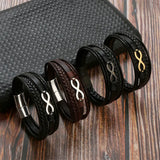 Volcanic Rock Leather Bracelet for Men