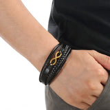 Volcanic Rock Leather Bracelet for Men