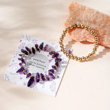 Purple Stone Beads Elastic Boho Bracelets for Women