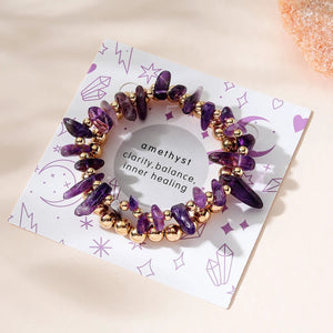 Purple Stone Beads Elastic Boho Bracelets for Women
