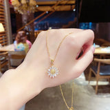 Zircon Crystal Pendant Stainless Steel Necklace For Women