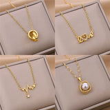Zircon Crystal Pendant Stainless Steel Necklace For Women