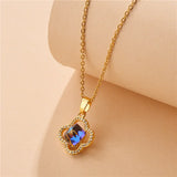 Zircon Crystal Pendant Stainless Steel Necklace For Women