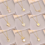 Zircon Crystal Pendant Necklace for Women Stainless Steel Chain Jewelry