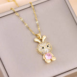 Zircon Crystal Pendant Necklace for Women Stainless Steel Chain Jewelry