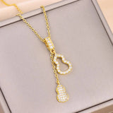 Zircon Crystal Pendant Necklace for Women Stainless Steel Chain Jewelry