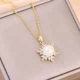 Zircon Crystal Pendant Necklace for Women Stainless Steel Chain Jewelry