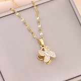 Zircon Crystal Pendant Necklace for Women Stainless Steel Chain Jewelry