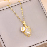 Zircon Crystal Pendant Necklace for Women Stainless Steel Chain Jewelry