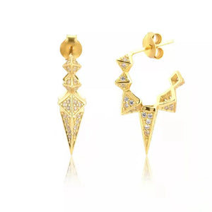 925 Silver Geometric Diamond Zircon Earrings