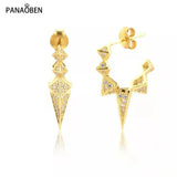 925 Silver Geometric Diamond Zircon Earrings