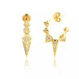 925 Silver Geometric Diamond Zircon Earrings