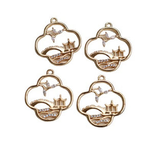 Zircon Bridge Water People Necklace Pendant DIY Earring Charm
