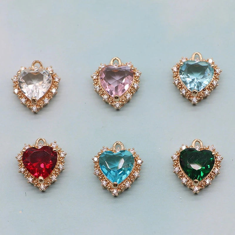 Plated Copper 16MM Zircon Heart Necklace Pendant