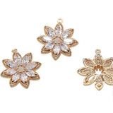 Copper Zircon Flower Necklace Pendants DIY Earring Charms