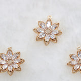 Copper Zircon Flower Necklace Pendants DIY Earring Charms