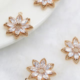 Copper Zircon Flower Necklace Pendants DIY Earring Charms