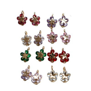 Plated Zircon Flower Necklace Pendant DIY Earrings Charms