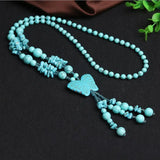 Turquoise Butterfly Necklace Women's Sweater Chain Jewelry