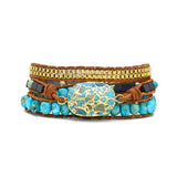 Turquoise Multilayer Leather Bracelet Natural Stone Retro Goddess Sexy Bracelet