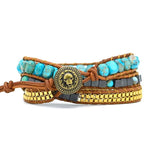 Turquoise Multilayer Leather Bracelet Natural Stone Retro Goddess Sexy Bracelet