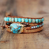 Turquoise Multilayer Leather Bracelet Natural Stone Retro Goddess Sexy Bracelet