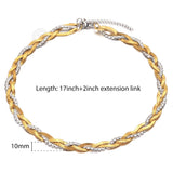 Women's Twisted Braided Snake Necklace Stainless Steel Silver Choker
