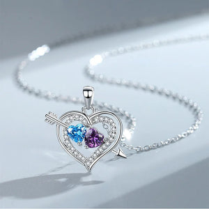 Two-Tone Diamond Love God's Arrow Necklace Heart Pendant Chain